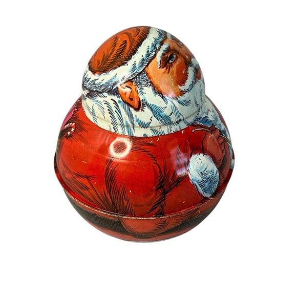 Cheinco Santa Claus Roly-Poly Tobacco/Candy Christmas Tin Container 1980 7.5x6" - Picture 4 of 10